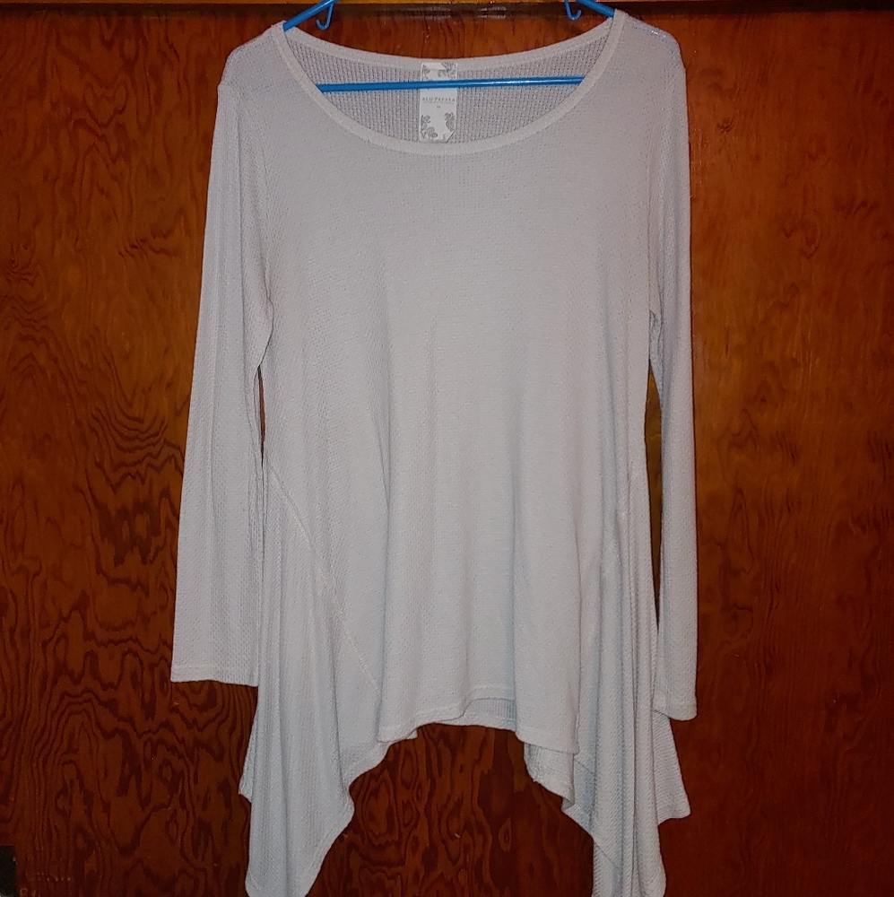 Blu Pepper Oatmeal Waffle Long Sleeve Tunic